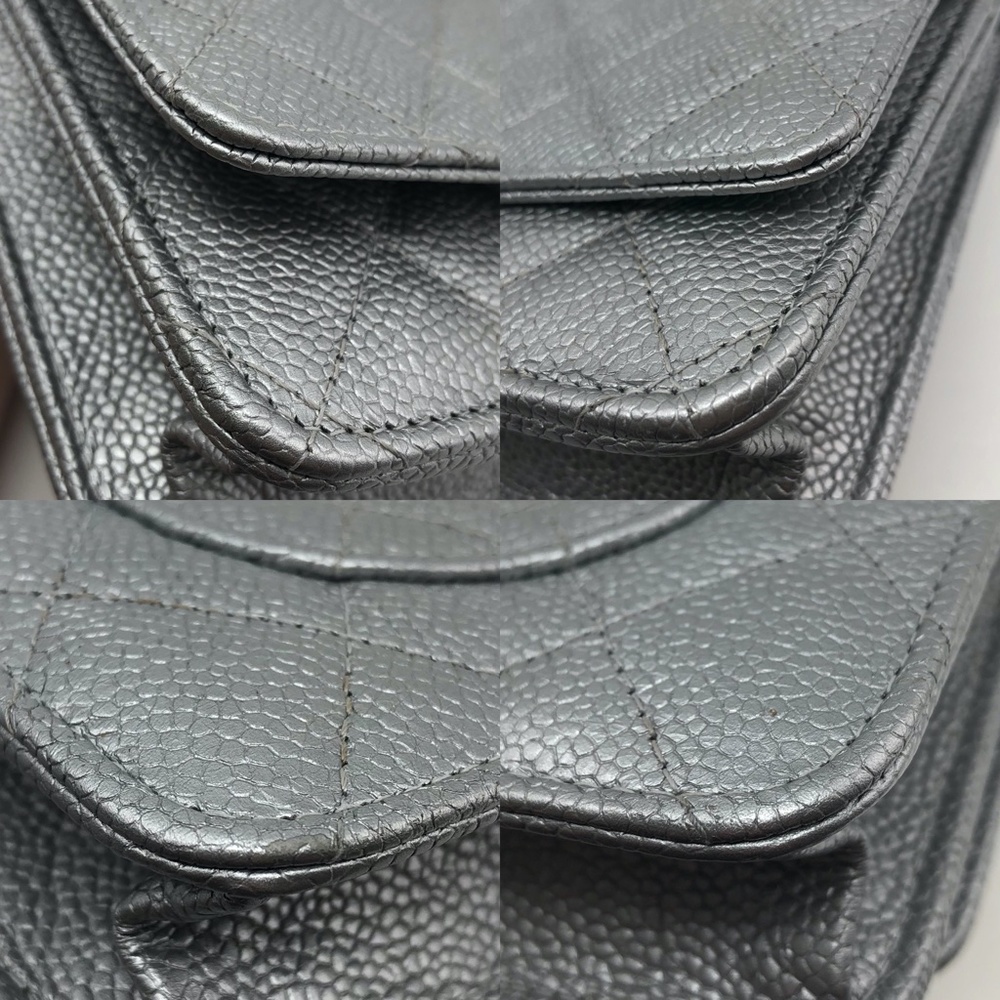 CHANEL Silver Caviar Ruthenium HW Wallet On Chain - Picture 15 of 16